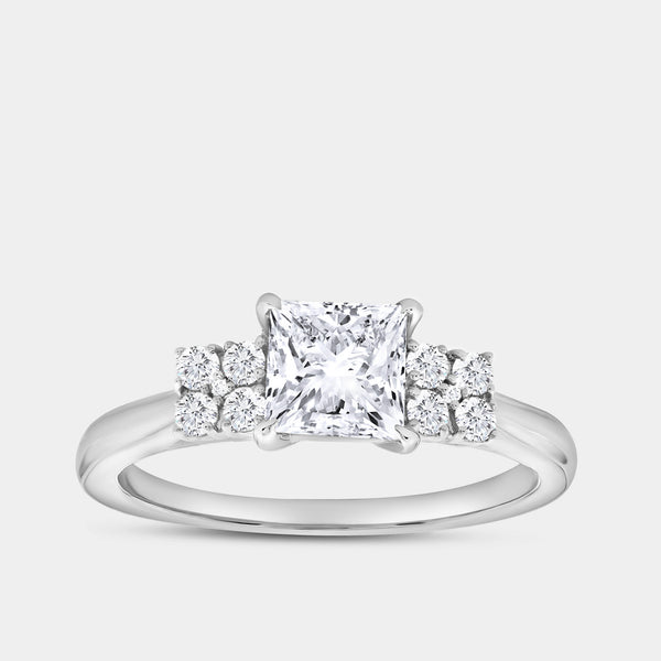 1 and 1/4 Carat Lab-Grown Diamond Princess-Cut Solitaire Plus Engagement Ring with Composite Sides — GILDED New York