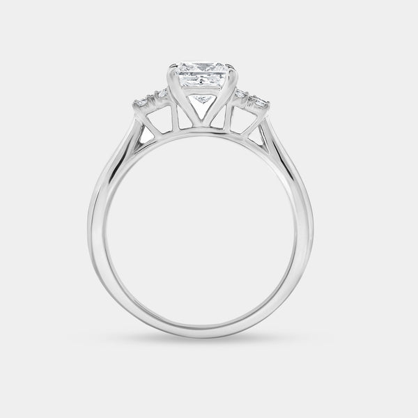 1 and 1/4 Carat Lab-Grown Diamond Princess-Cut Solitaire Plus Engagement Ring with Composite Sides — GILDED New York
