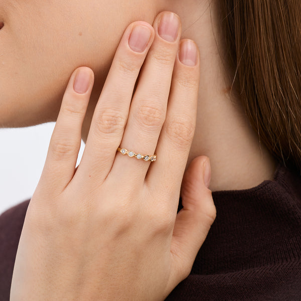 1/4 Carat Lab-Grown Diamond Scalloped Stack Ring — GILDED New York