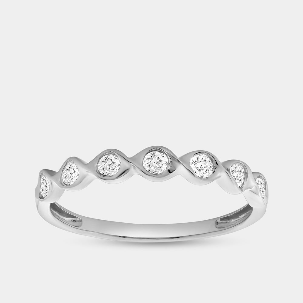 Gilded 1/4 Carat Lab-Grown Diamond Scalloped Stack Ring
