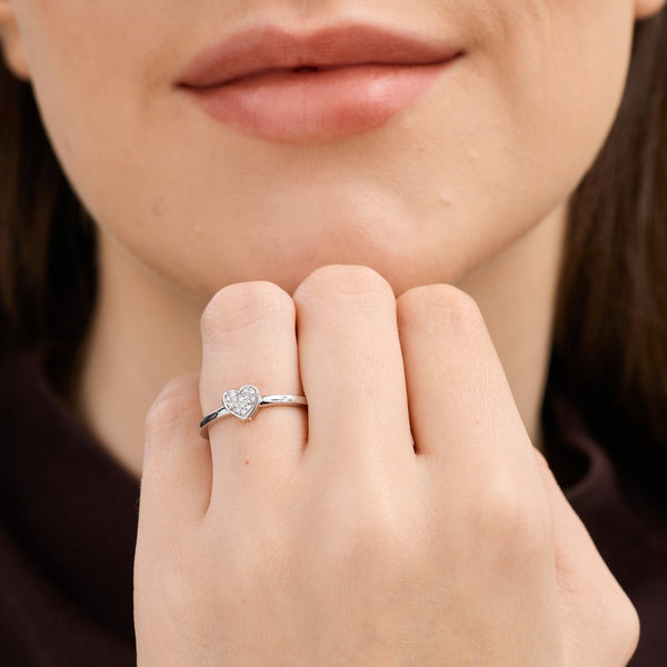 1/20 Carat Lab-Grown Diamond Heart-Shaped Pavé Stack Ring — GILDED New York