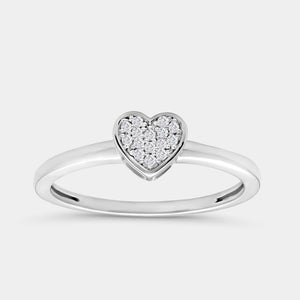 Gilded 1/20 Carat Lab-Grown Diamond Heart-Shaped Pavé Stack Ring