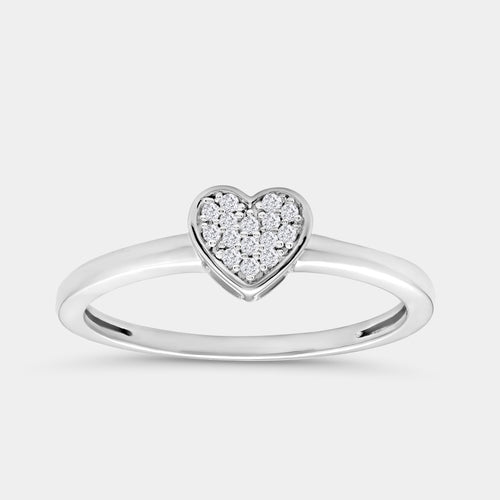 Gilded 1/20 Carat Lab-Grown Diamond Heart-Shaped Pavé Stack Ring
