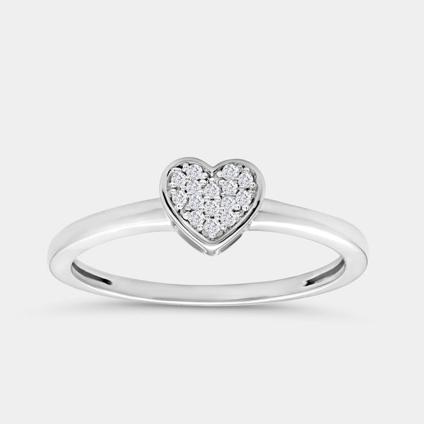 1/20 Carat Lab-Grown Diamond Heart-Shaped Pavé Stack Ring — GILDED New York
