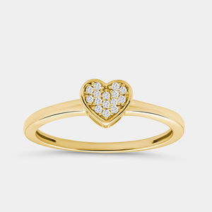 Gilded 1/20 Carat Lab-Grown Diamond Heart-Shaped Pavé Stack Ring