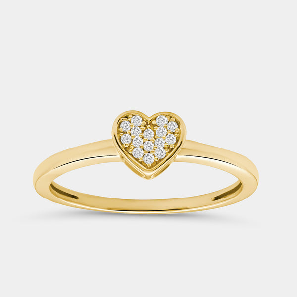 1/20 Carat Lab-Grown Diamond Heart-Shaped Pavé Stack Ring — GILDED New York
