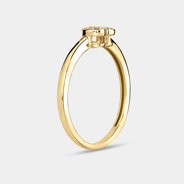 1/20 Carat Lab-Grown Diamond Heart-Shaped Pavé Stack Ring — GILDED New York