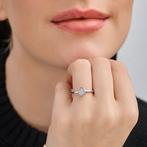 Gilded 1/20 Carat Lab-Grown Diamond Oval-Shaped Pavé Stack Ring