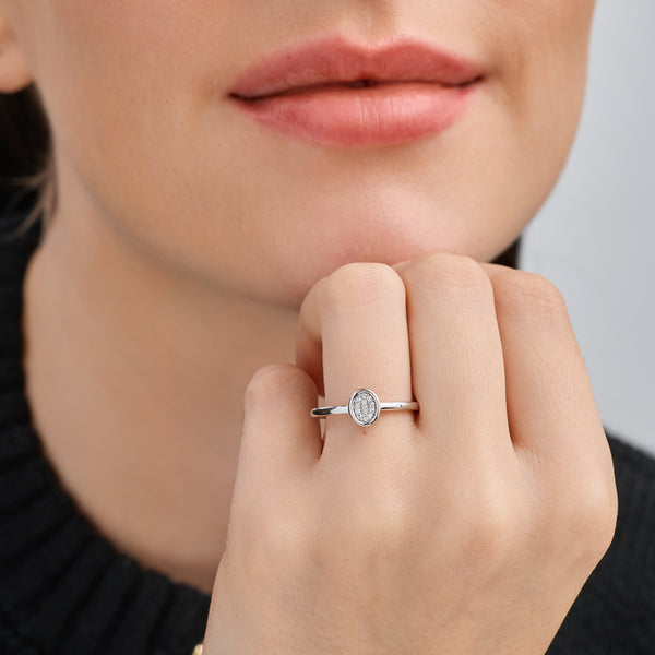 1/20 Carat Lab-Grown Diamond Oval-Shaped Pavé Stack Ring — GILDED New York