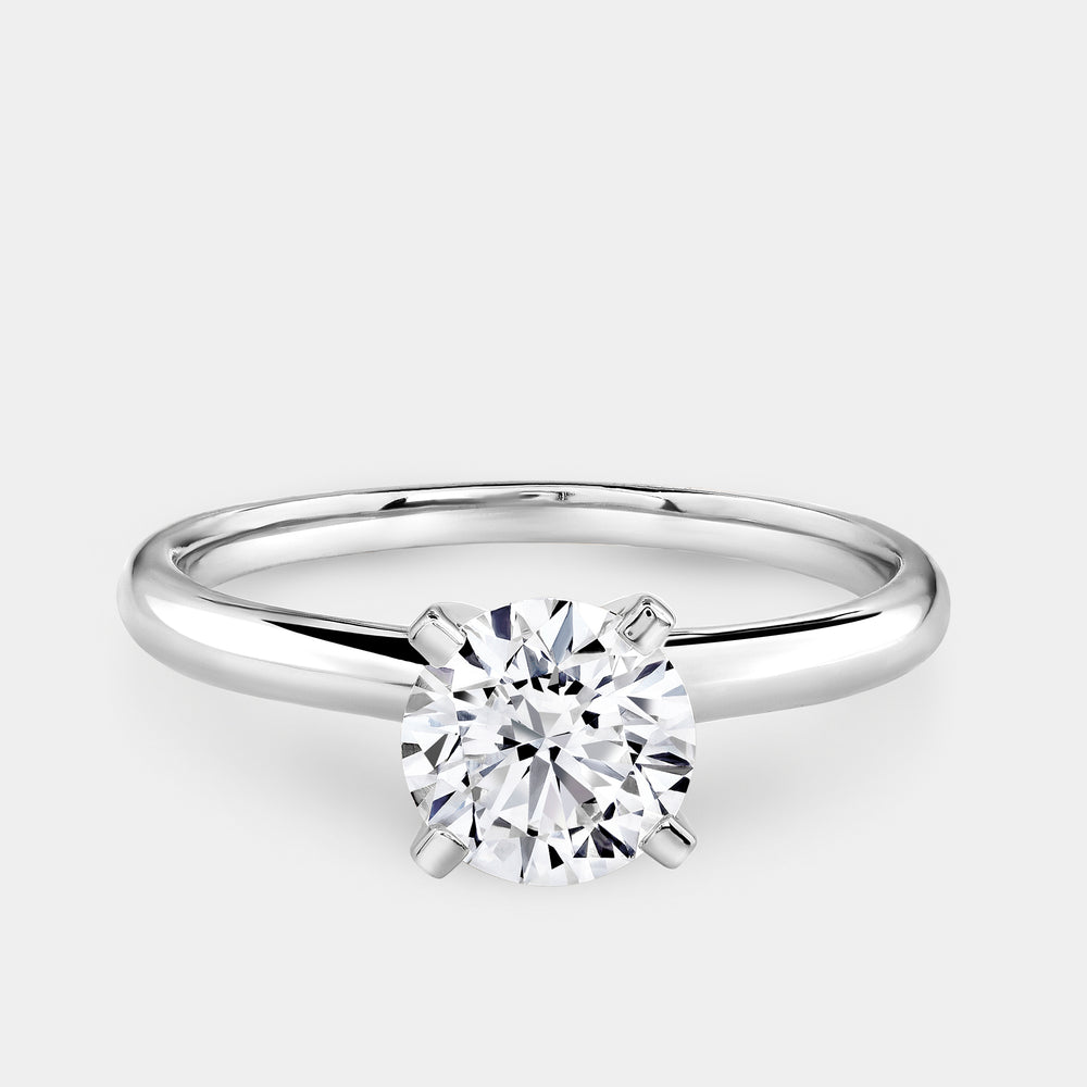 Gilded 1 Carat Lab-Grown Diamond Round-Shaped Cathedral Solitaire Ring