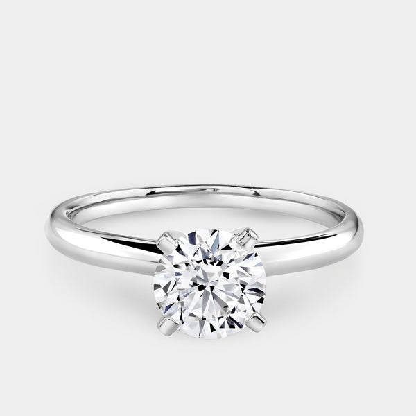 Gilded 1 Carat Lab-Grown Diamond Round-Shaped Cathedral Solitaire Ring