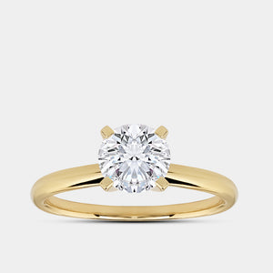 Gilded 1 Carat Lab-Grown Diamond Round-Shaped Classic Solitaire Ring