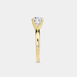 Gilded 1 Carat Lab-Grown Diamond Round-Shaped Classic Solitaire Ring