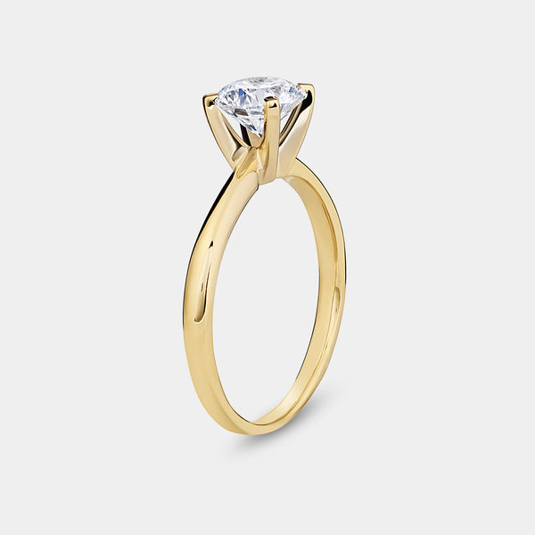 Gilded 1 Carat Lab-Grown Diamond Round-Shaped Cathedral Solitaire Ring