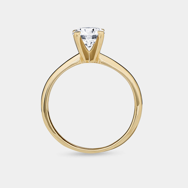 Gilded 1 Carat Lab-Grown Diamond Round-Shaped Cathedral Solitaire Ring