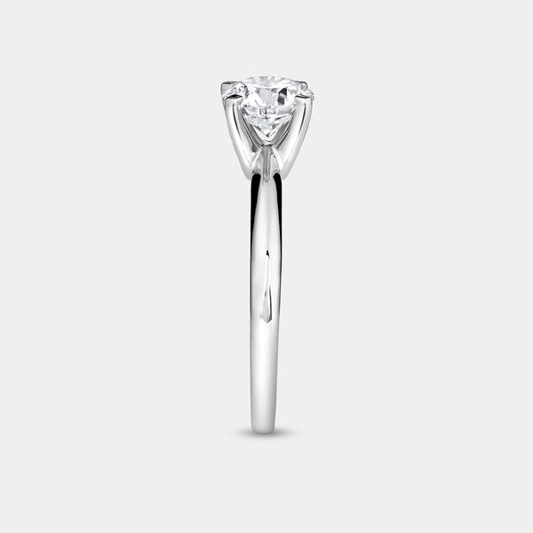 Gilded 1 Carat Lab-Grown Diamond Round-Shaped Cathedral Solitaire Ring