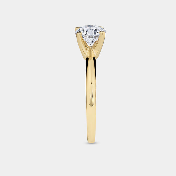 Gilded 1 Carat Lab-Grown Diamond Round-Shaped Cathedral Solitaire Ring