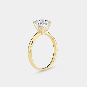 Gilded 1 Carat Lab-Grown Diamond Round-Shaped Classic Solitaire Ring