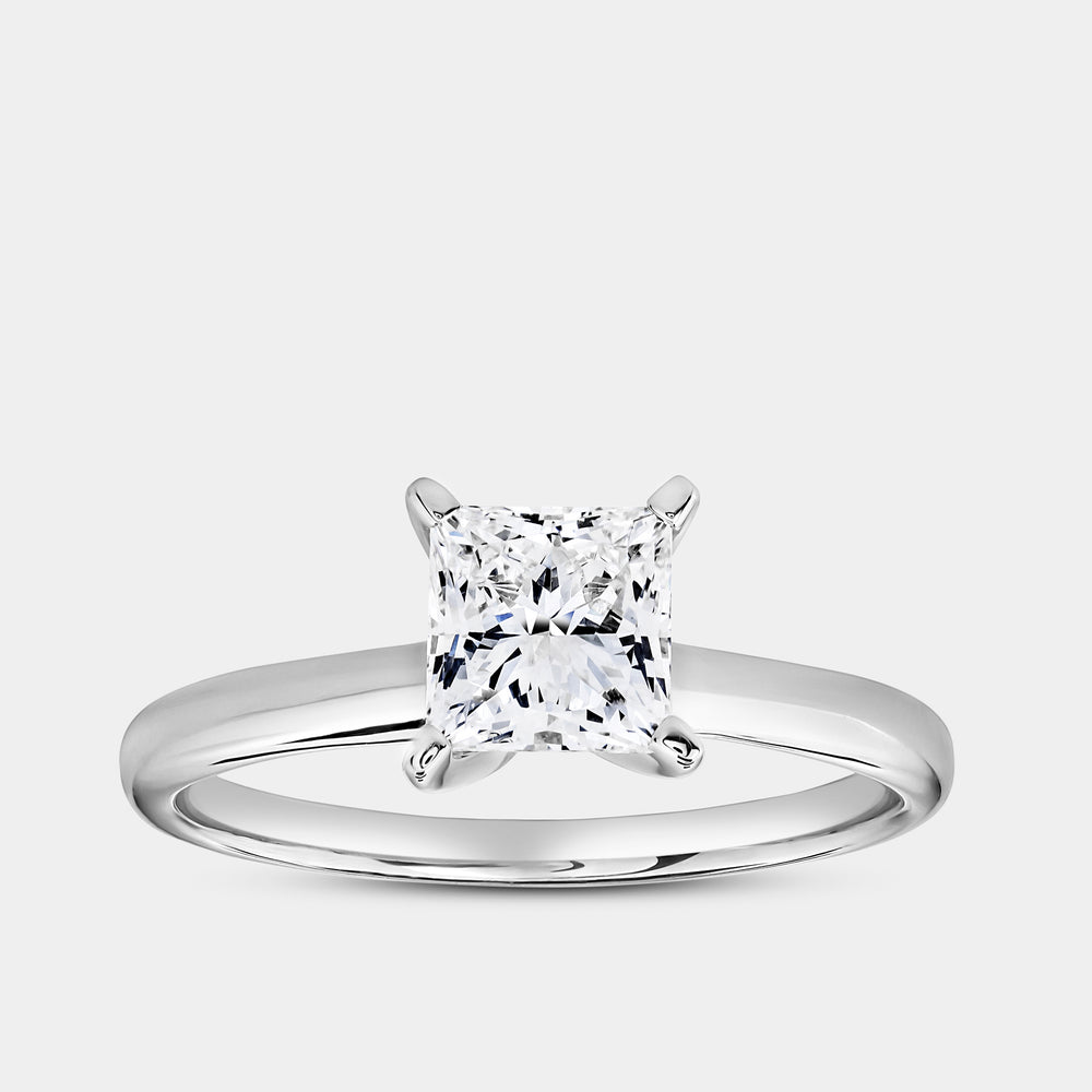 Gilded 1 Carat Lab-Grown Diamond Princess-Cut Classic Solitaire Ring