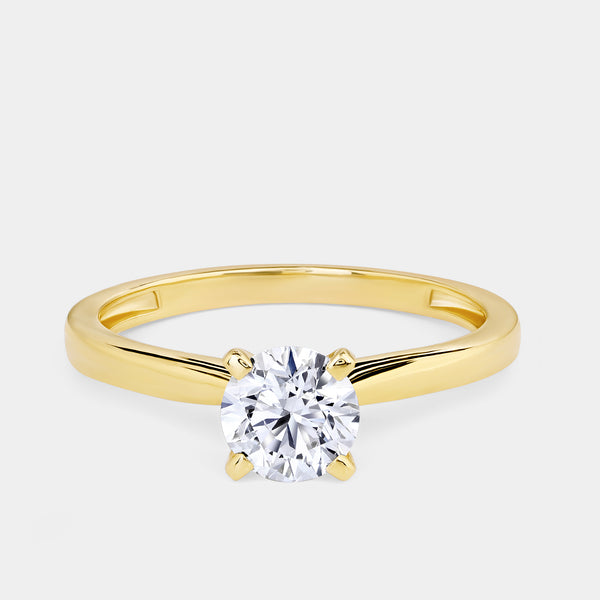 Gilded 1 and 1/2 Carat Lab-Grown Diamond Round-Shaped Classic Solitaire Ring