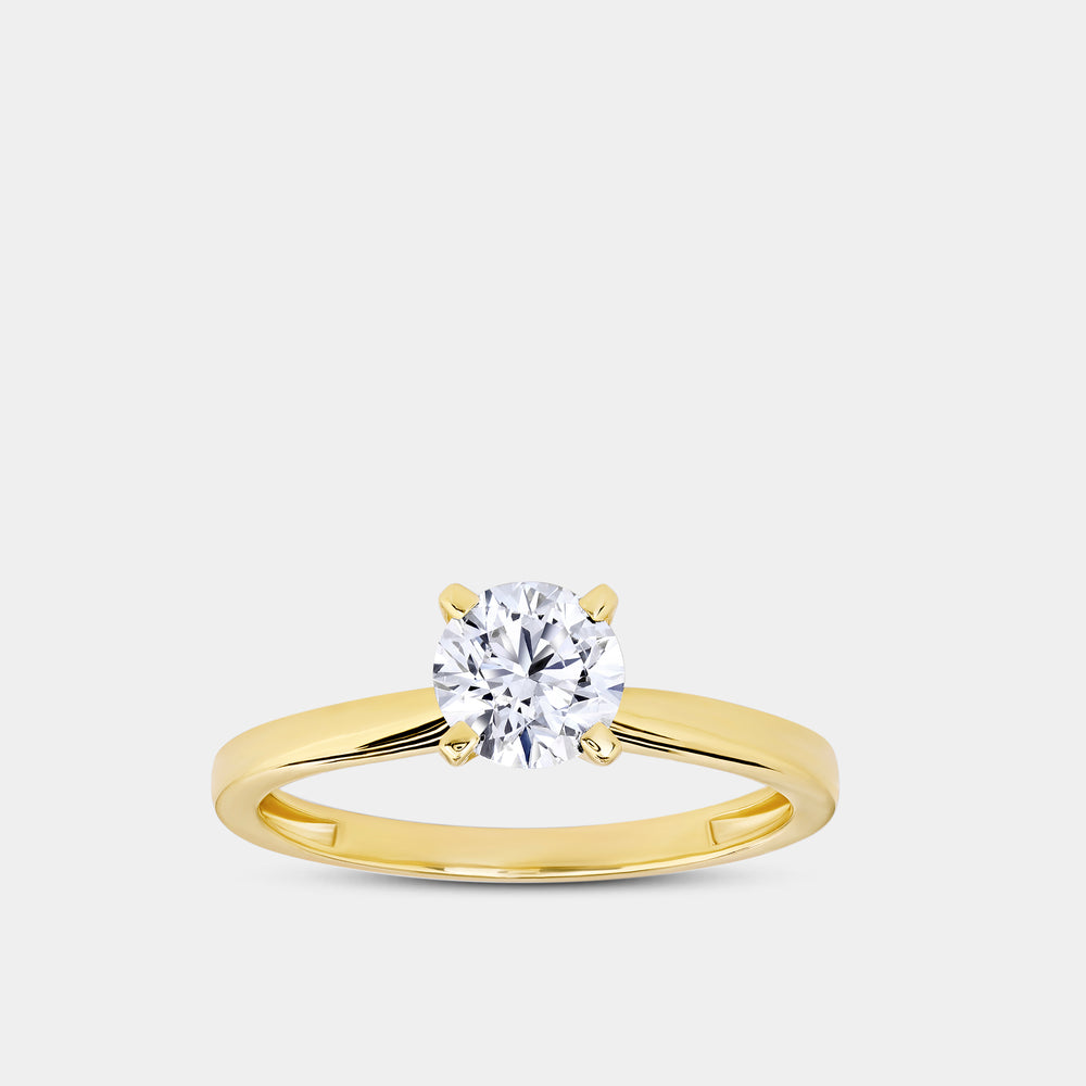 Gilded 1 and 1/2 Carat Lab-Grown Diamond Round-Shaped Classic Solitaire Ring
