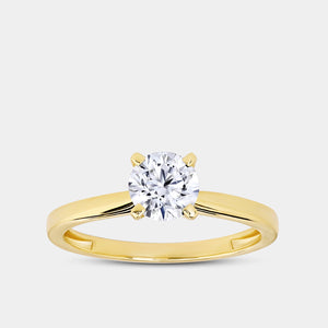 Gilded 1 and 1/2 Carat Lab-Grown Diamond Round-Shaped Classic Solitaire Ring