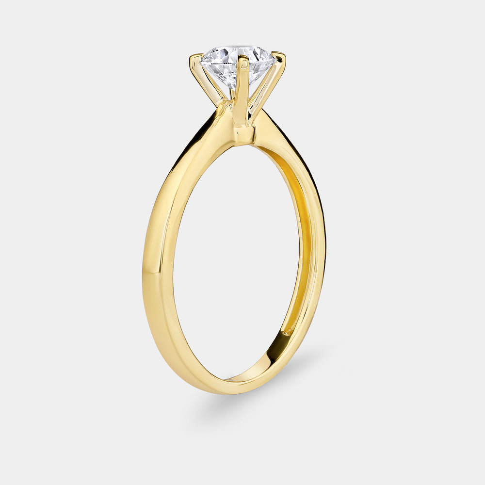 Gilded 1 and 1/2 Carat Lab-Grown Diamond Round-Shaped Classic Solitaire Ring