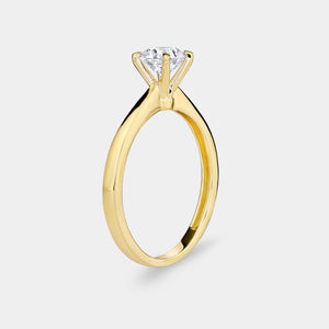 Gilded 1 and 1/2 Carat Lab-Grown Diamond Round-Shaped Classic Solitaire Ring