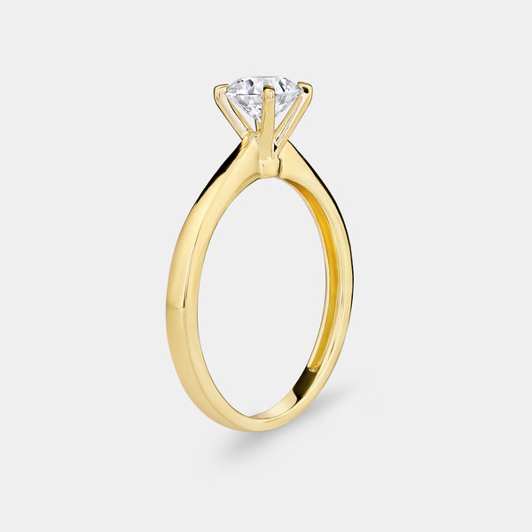 Gilded 1 and 1/2 Carat Lab-Grown Diamond Round-Shaped Classic Solitaire Ring