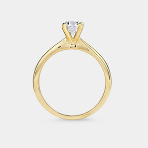 Gilded 1 and 1/2 Carat Lab-Grown Diamond Round-Shaped Classic Solitaire Ring