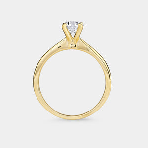 Gilded 1 and 1/2 Carat Lab-Grown Diamond Round-Shaped Classic Solitaire Ring