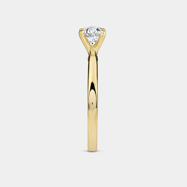 Gilded 1 and 1/2 Carat Lab-Grown Diamond Round-Shaped Classic Solitaire Ring