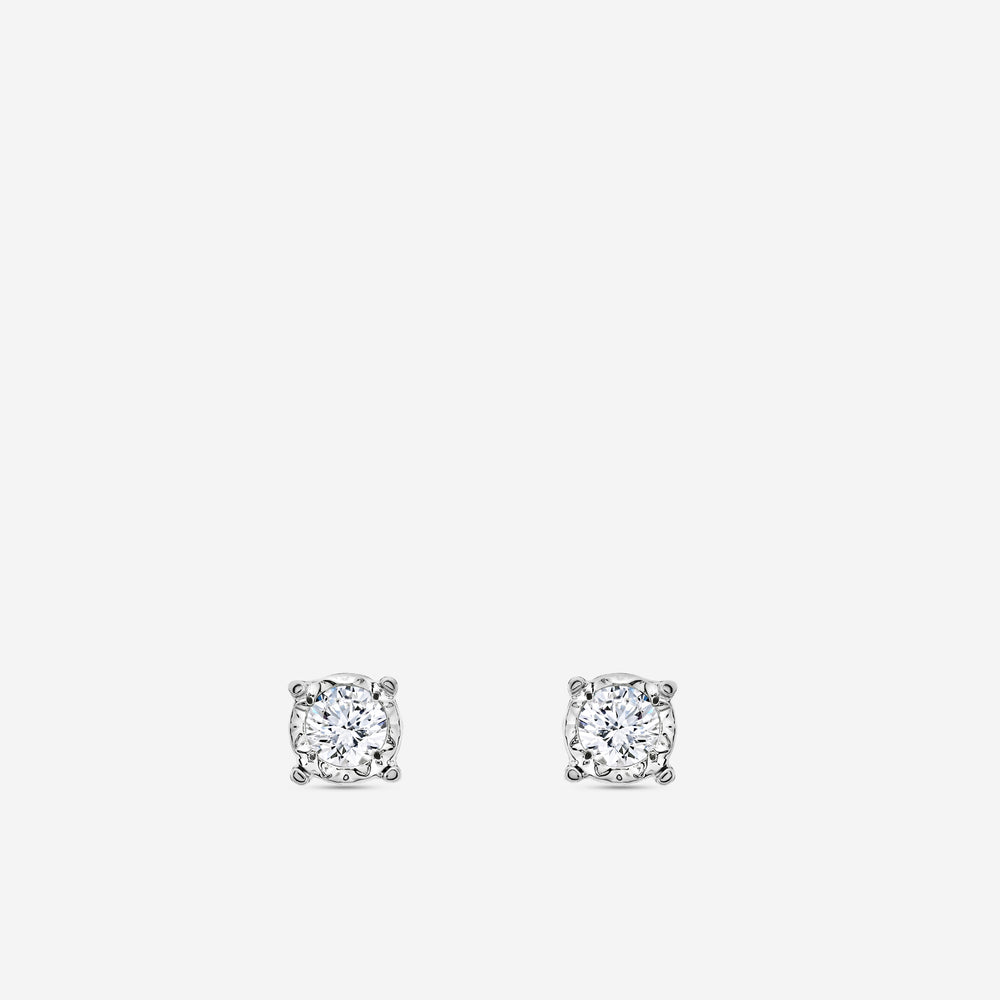 Gilded 1/5 Carat Lab-Grown Diamond Round-Shaped Solitaire Studs Set in an Illusion Plate
