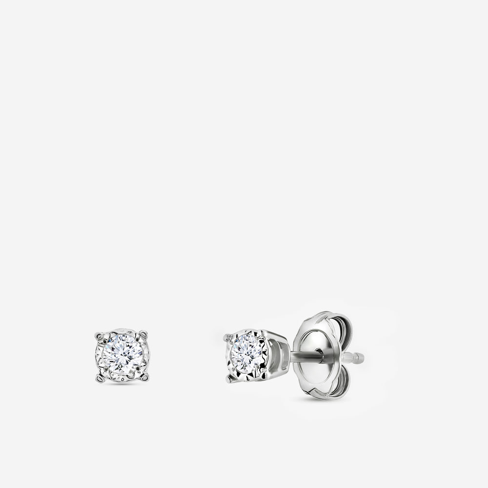 Gilded 1/5 Carat Lab-Grown Diamond Round-Shaped Solitaire Studs Set in an Illusion Plate