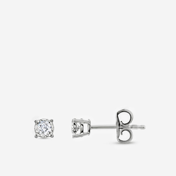 Gilded 1/5 Carat Lab-Grown Diamond Round-Shaped Solitaire Studs Set in an Illusion Plate