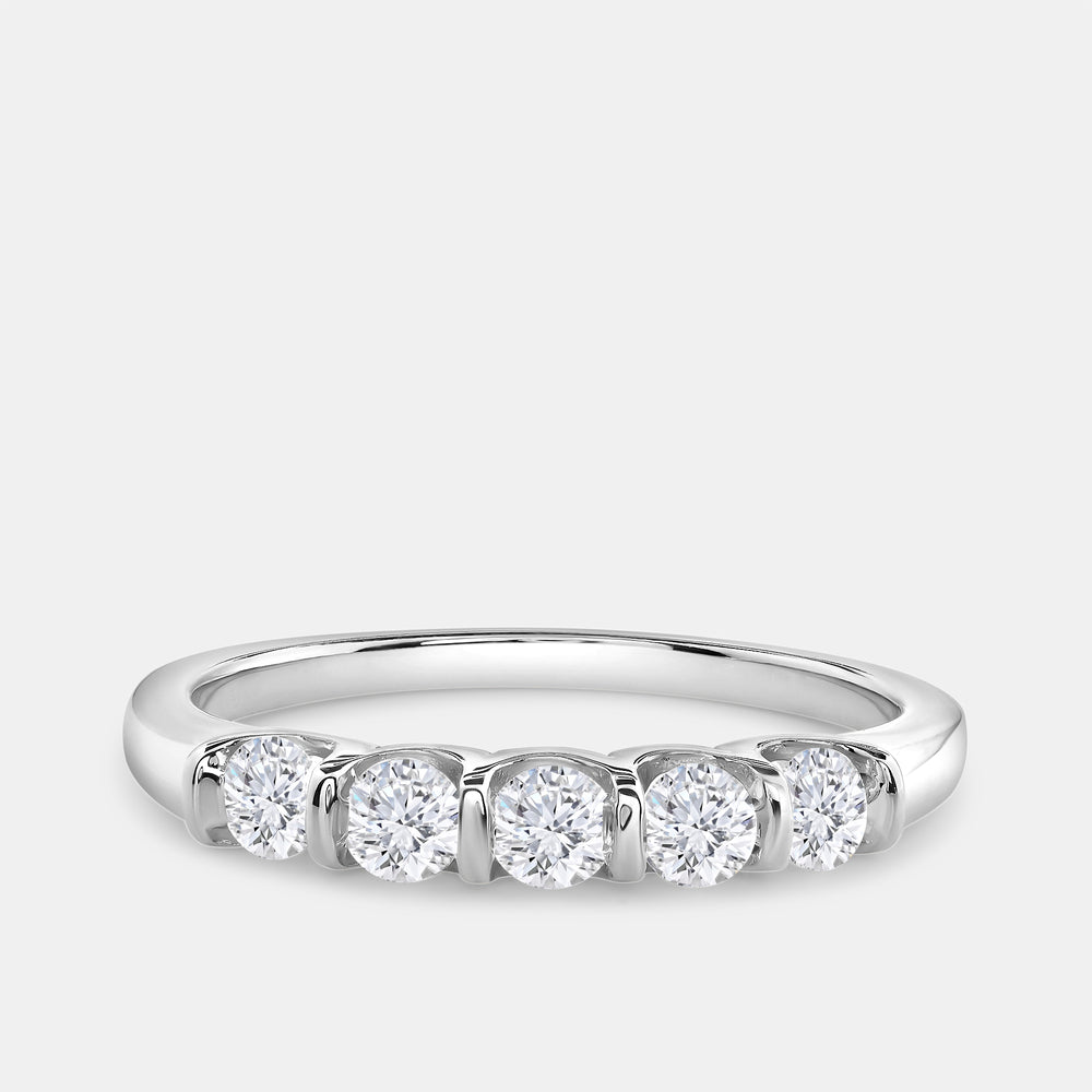 Gilded 1/2 Carat Lab-Grown Diamond Round-Shaped Five-Stone Ring in a Bar Setting