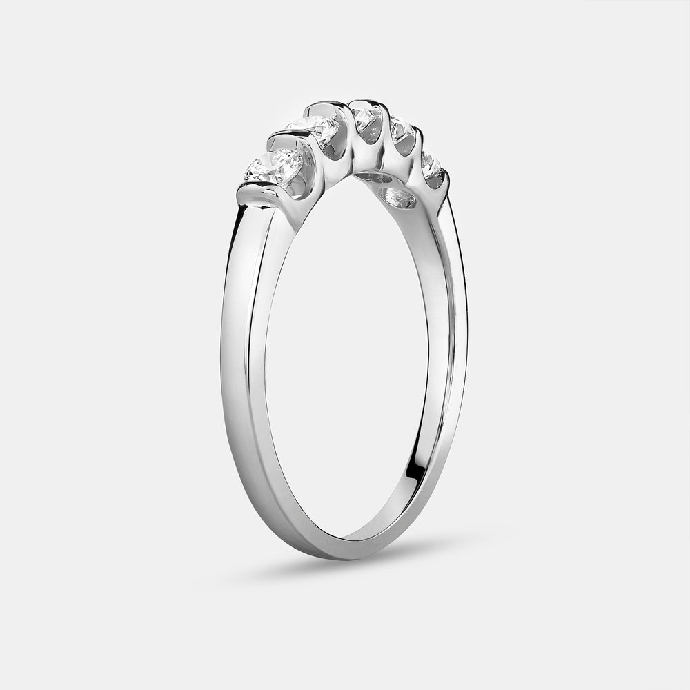 Gilded 1/2 Carat Lab-Grown Diamond Round-Shaped Five-Stone Ring in a Bar Setting