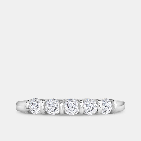 1/2 Carat Lab-Grown Diamond Round-Shaped Five-Stone Ring in a Bar Setting — GILDED New York