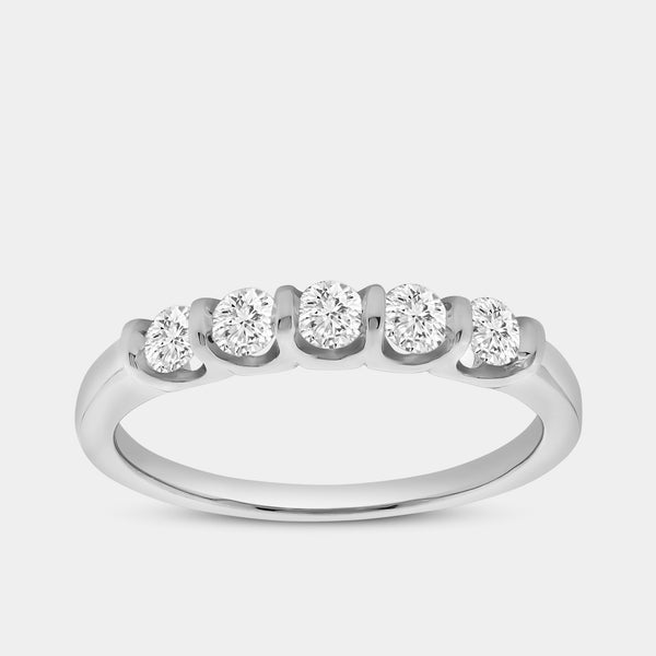 1/2 Carat Lab-Grown Diamond Round-Shaped Five-Stone Ring in a Bar Setting — GILDED New York
