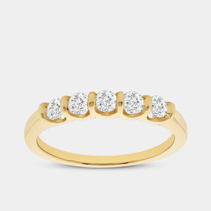 Gilded 1/2 Carat Lab-Grown Diamond Round-Shaped Five-Stone Ring in a Bar Setting
