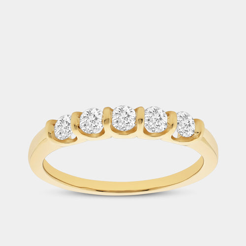 1/2 Carat Lab-Grown Diamond Round-Shaped Five-Stone Ring in a Bar Setting — GILDED New York