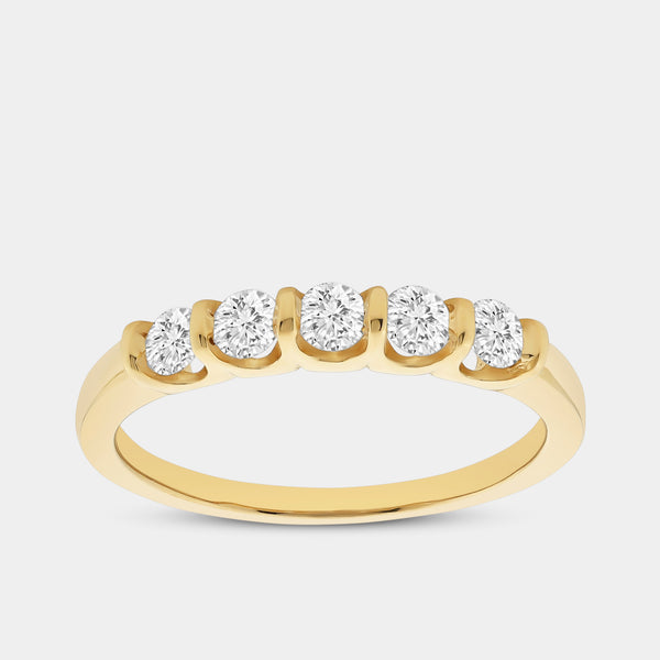 1/2 Carat Lab-Grown Diamond Round-Shaped Five-Stone Ring in a Bar Setting — GILDED New York