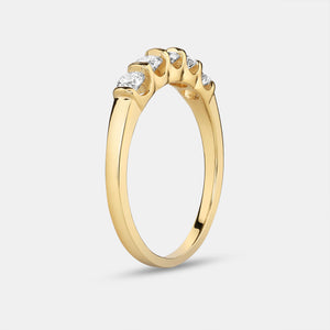 Gilded 1/2 Carat Lab-Grown Diamond Round-Shaped Five-Stone Ring in a Bar Setting