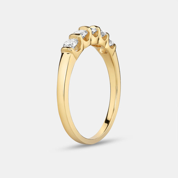 1/2 Carat Lab-Grown Diamond Round-Shaped Five-Stone Ring in a Bar Setting — GILDED New York
