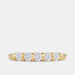 Gilded 1/2 Carat Lab-Grown Diamond Round-Shaped Five-Stone Ring in a Bar Setting
