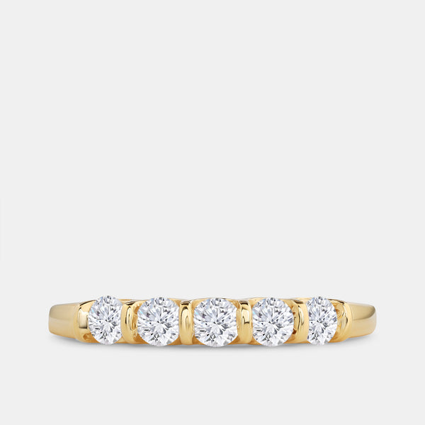 1/2 Carat Lab-Grown Diamond Round-Shaped Five-Stone Ring in a Bar Setting — GILDED New York
