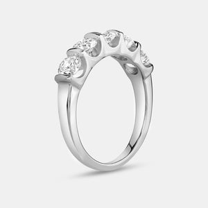 Gilded 1 and 1/2 Carat Lab-Grown Diamond Round-Shaped Five-Stone Ring in a Bar Setting