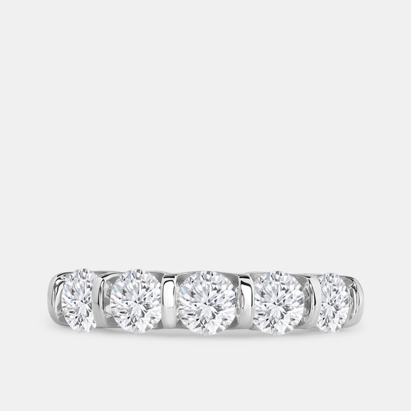 1 and 1/2 Carat Lab-Grown Diamond Round-Shaped Five-Stone Ring in a Bar Setting — GILDED New York