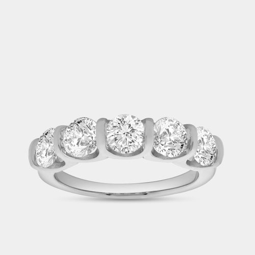 Gilded 2 Carat Lab-Grown Diamond Round-Shaped Five-Stone Ring in a Bar Setting