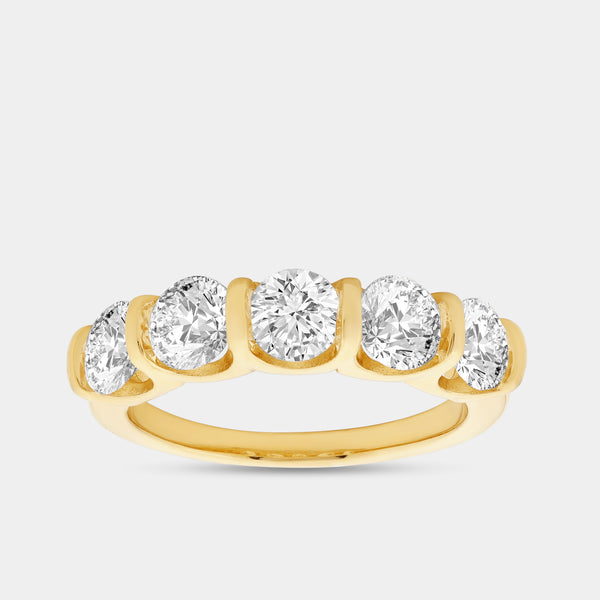 2 Carat Lab-Grown Diamond Round-Shaped Five-Stone Ring in a Bar Setting — GILDED New York
